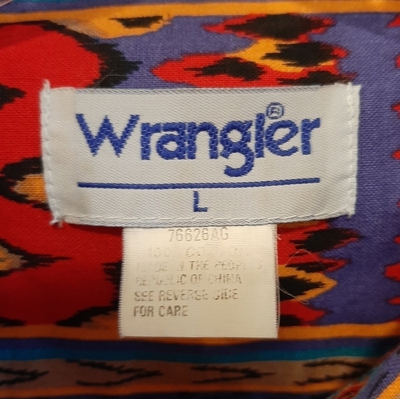 Vintage Wrangler Western Shirt Rodeo Cowboy Southwest Button Up Large Aztec Boho - Picture 4 of 5
